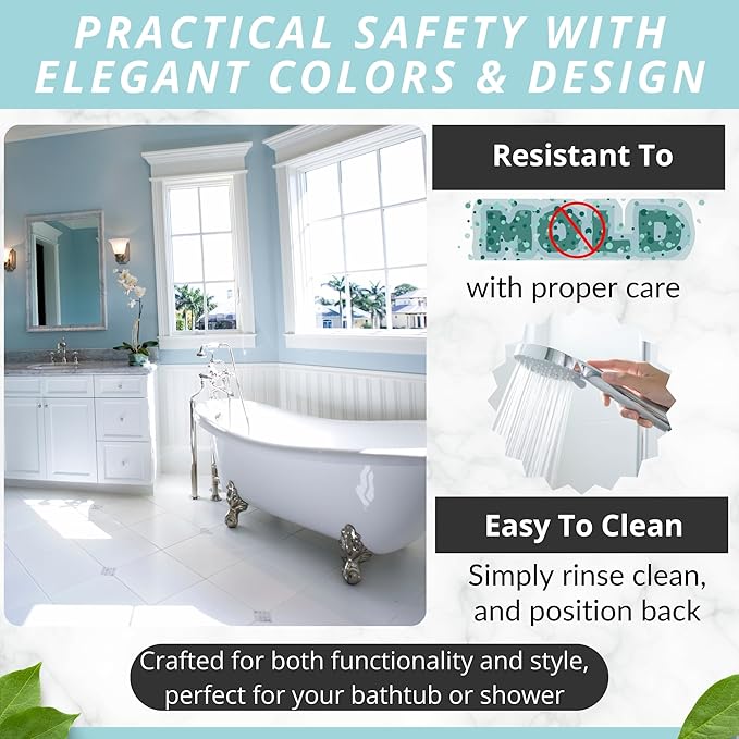 ENKOSI Bath Mat - Large Non Slip Bathtub & Shower Mat - Extra Long 40 x 16 Inch Bathroom Mats for Tub Nonslip Anti Slip Bathmats (40x16 Navy 1-Pack)