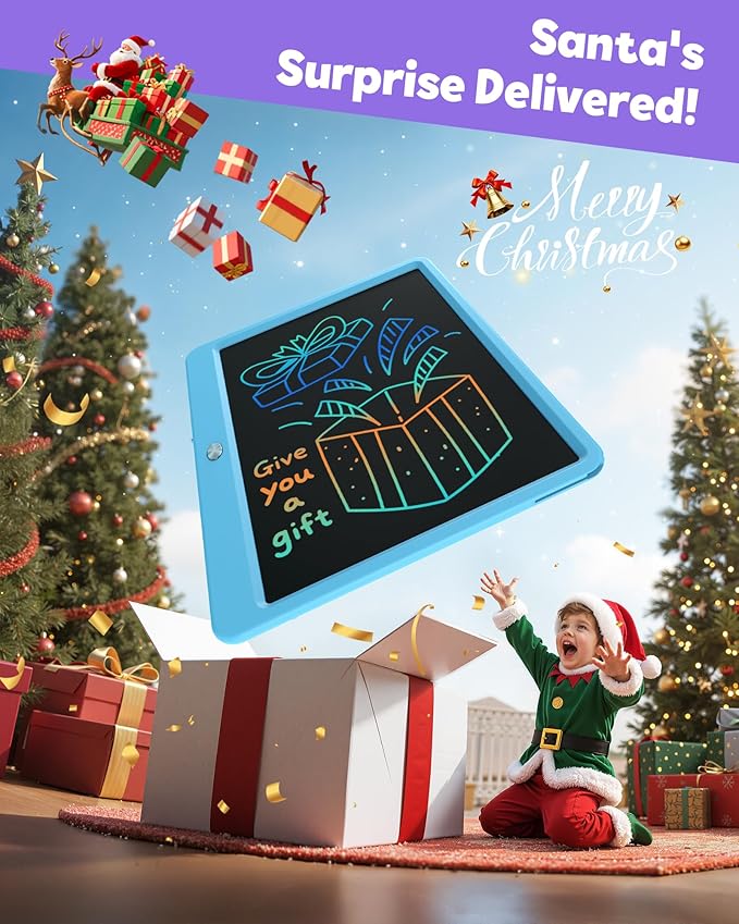 TEKFUN LCD Writing Tablet for Kids Boys Toys, 12 Inch Erasable Doodle Board Colorful Doodle Pad, Mess Free Coloring Board Games Toys Gifts for Toddlers Boys Adults (Blue)