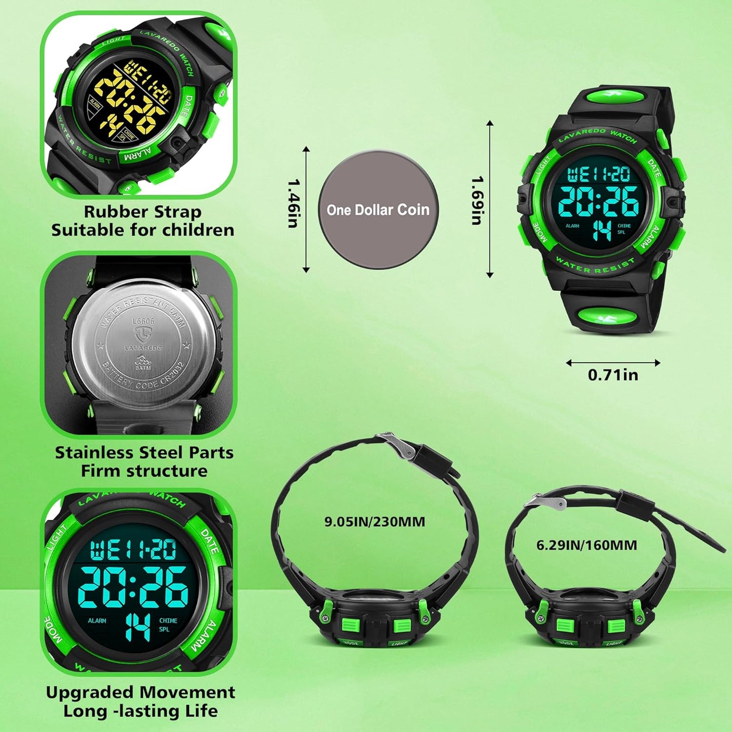 Kids Watch,Boys Watch for 3-15 Year Old Boys,Digital Sport Outdoor Multifunctional Chronograph LED 50 M Waterproof Alarm Calendar Analog Watch for Children with Silicone Band,Kids Gift