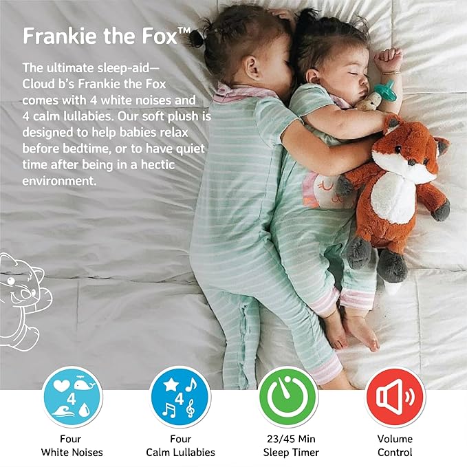 Cloud b Sound Machine with White Noise Soothing Sounds | Cuddly Stuffed Animal | Adjustable Settings and Auto-Shutoff | Frankie The Fox™