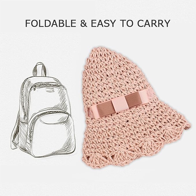 Baby Girl Straw Hat Outdoor Baby Sun Protection Hats Summer Bowknot Beach Cap for Infant Toddler Girls