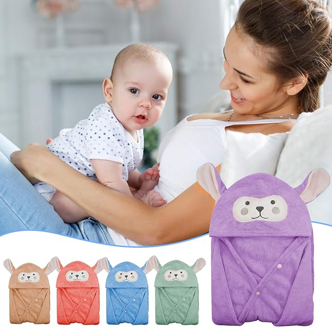 ROMASA Baby Bath Towel Ultra Soft Hooded Towel Highly Absorbent Bathrobe Blanket Toddlers Shower Gifts for Boys Girls-27.5" x 55" (Purple)