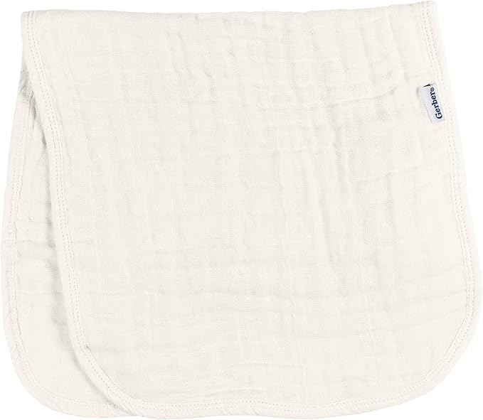 Gerber Baby Unisex Muslin Burp Cloths 6-Pack, Vanilla, Large Size 20" x 10"