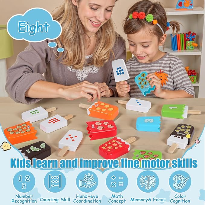 1-10 Number Matching Ice Cream Toy - 20 Pcs, Fun Number Toys for Kids, Toddler Number Learning Toys, Preschool Learning Activities, Montessori Toys Gift for 3+ Year Old Kids