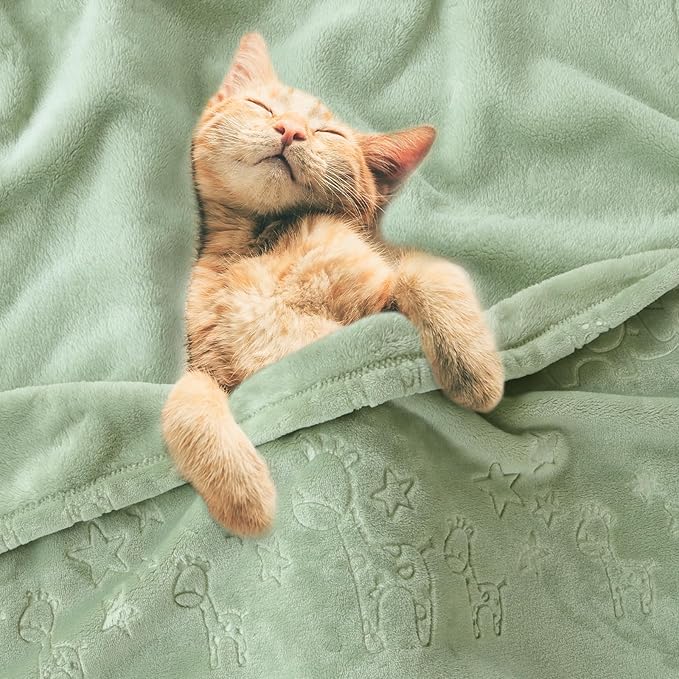 BORITAR Baby Blanket Elephant Animal for Boys Girls Ultra Soft Fleece Warm and Lightweight Blankets for Infant Toddler Newborn, 30x40 Inch, Green