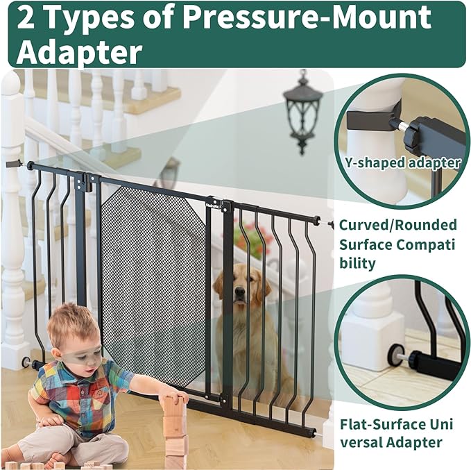 29.5"-60.5" Extra Wide Metal Baby Gate for Stairs & Doorways - Auto Close, Pressure Mounted 30.5" Tall, Easy Install, No Drilling - Child Satety Gate for Babies, Pet Gate for Dogs, Black