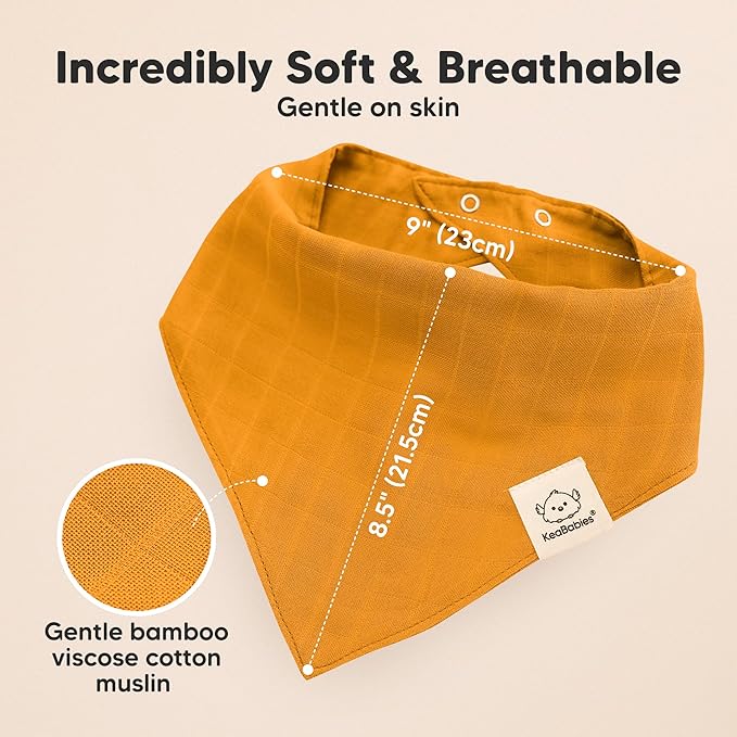 8-Pack Muslin Baby Bibs for Boys, Girls - Muslin Bandana Drool Bibs for Baby Girl & Boy, Drooling Newborn, Teething Toddler, Infant 0-36 months, 100% Cotton Extra Absorbent & Soft (Primeval)