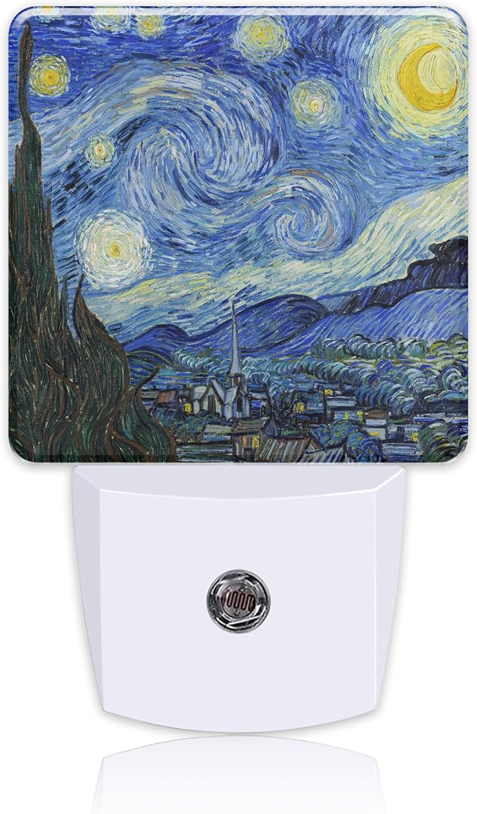 Starry Night Oil Painting Night Light with Dusk to Dawn Sensor for Kids, Rooms, Hallways, Kitchens, Bathrooms, Nurseries, Stairs
