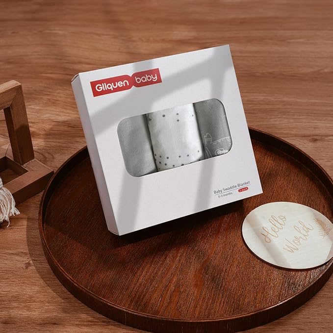 GLLQUEN BABY Organic Newborn Swaddles Sleep Sack, Swaddle Blankets for Baby Boy, 3 Pack Adjustable Wrap Set, Gray Starry Sky & Astronaut, 0-3 Months (Small/Medium)