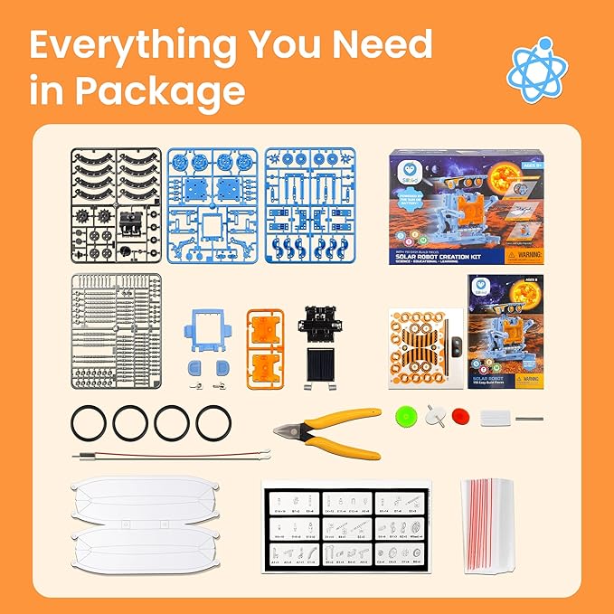 Sillbird Solar Building Robot Kit STEM Gift for Boys Aged 8-13, DIY Science Educational Toys for Kids Teens Birthday, 12-in-1 Solar or Battery Powered Robotic Set with 197 Pieces