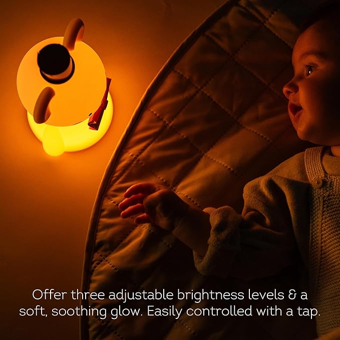 Taf Toys Silicone Kids Night Light Adjustable Brightness Levels & 30-Min Timer Tap Control 3-Level Dimmable Baby Night Lights for Nursery USB Rechargeable Nursing Lamp Bedroom Décor (Little Bear)