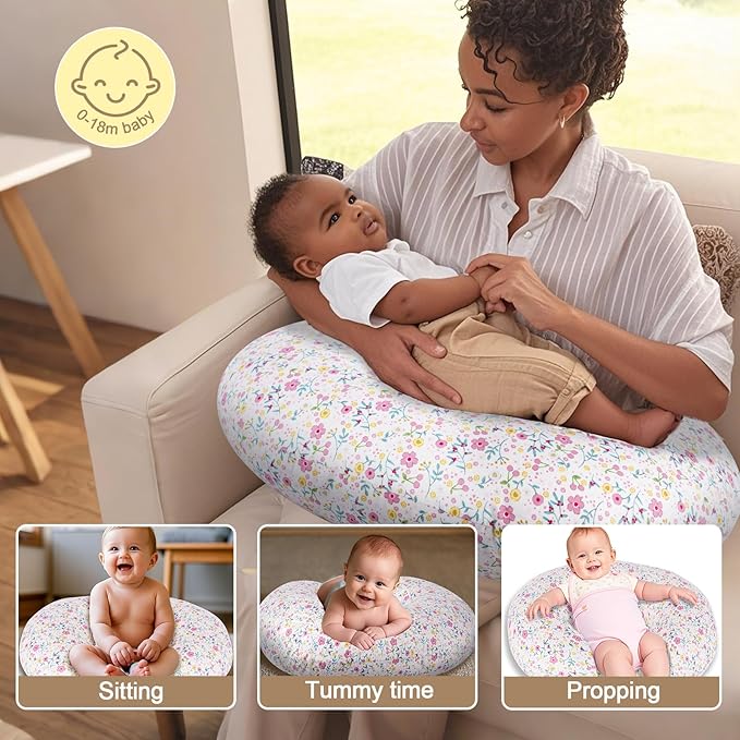 Baby Nursing Pillow for Breastfeeding, Adjustable Breast Feeding Pillow for Bottle Feeding, Breastfeeding Essentials for Mom and Baby Healthier Nursing, Bobby Pillow for Newborn,Removable Cotton Cover