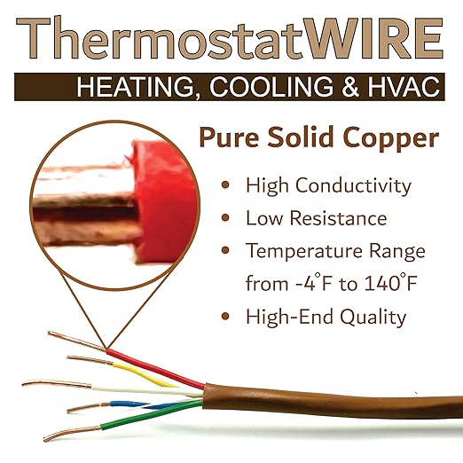 18/5 100Ft. NATIONAL Wire&Cable Thermostat Doorbell HVAC Heating Control Professional Cable Wire - Made in USA - 100% Solid Copper Conductors, CL2 ETL Listed, Low Voltage Applications Use