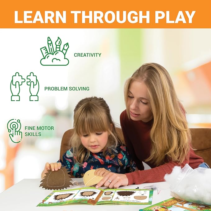 Craftorama Sewing Kit for Kids, Fun and Educational Animal Craft Set for Boys and Girls Age 7-12, Sew Your Own Felt Animals Craft Kit for Beginners, 165 Piece Set