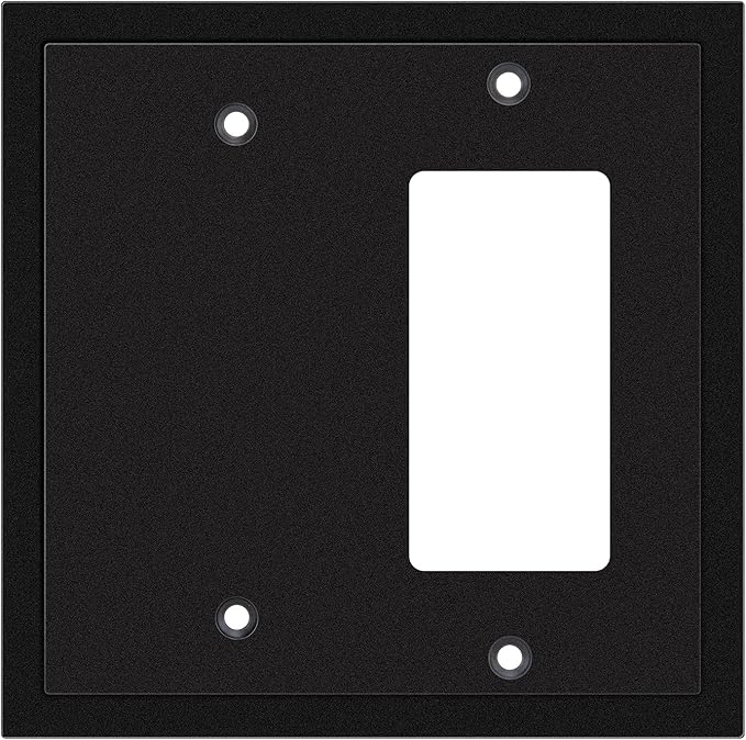 Modern Edge Decorative Wall Plate Switch Plate Outlet Cover, Durable Solid Zinc Alloy (Blank/Decorator, Matte Black)