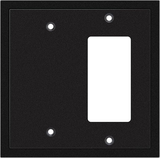 Modern Edge Decorative Wall Plate Switch Plate Outlet Cover, Durable Solid Zinc Alloy (Blank/Decorator, Matte Black)