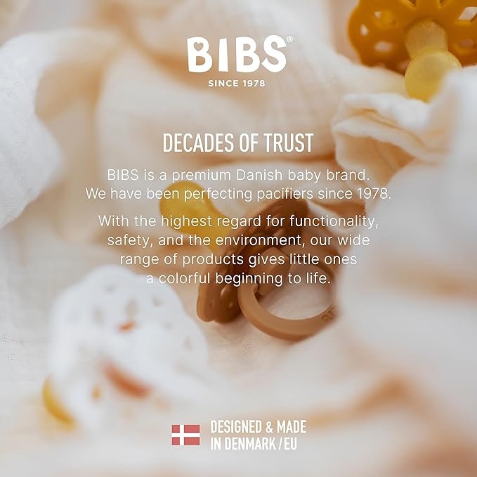 BIBS Boheme Soother 4-Pack | BPA Free Dummy Pacifier | Round Nipple | Natural Rubber Latex | Made in Denmark| Size 0-6 Months | Dusky Lilac Mix