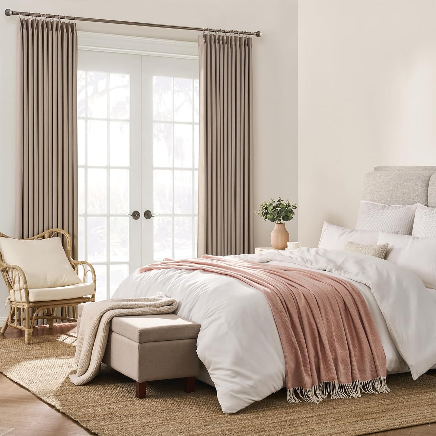 KEQIAOSUOCAI Pinch Pleated Curtains 120 Inch Long,Memory Trained Pleated Viral Window Drapes with Hooks 10 FT Tall Curtains for Living Room Bedroom (Khaki Taupe,40W x 120L x 2 Panels)