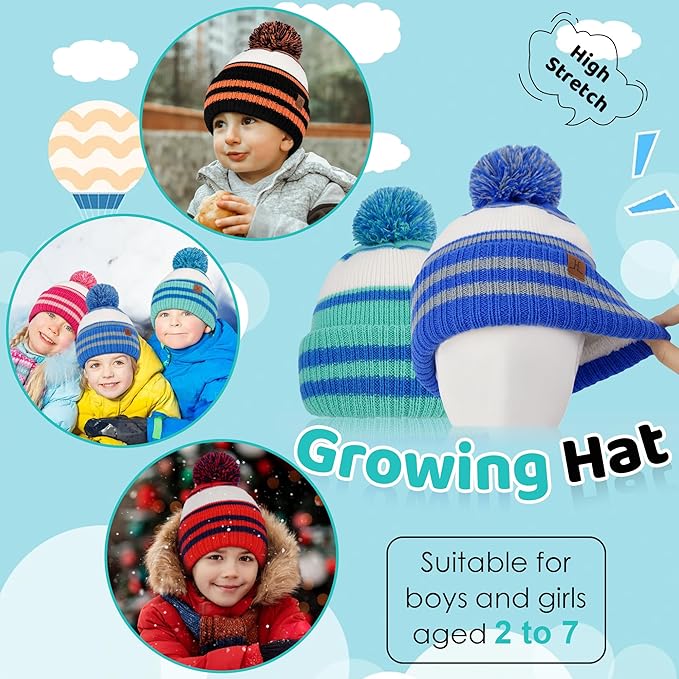 FZ FANTASTIC ZONE Kids Toddler Winter Hat Beanie with Warm Fleece Ski Baby Hats for 2-7 Years Skull Cap Baby Boys Girls Gifts