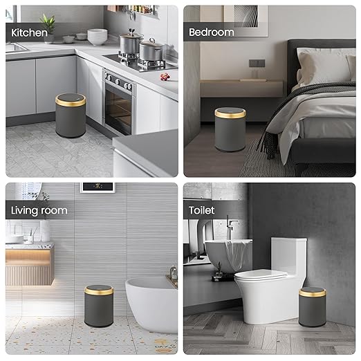 Pukomc Bathroom Trash Can with Lid，3.5 Gallon Motion Sensor Waterproof Touchless Garbage Can, Smart Plastic Trash Bins Suitable for Kitchen, Bathroom, Bedroom, Living Room, Office Grey