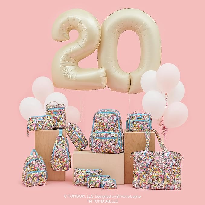 JuJuBe x tokidoki 20th Anniversary Celebration Everyday Mini Small Diaper Backpack, Essentials for Mom, Newborn & Baby, Women’s Purse, Baby Bottle Pockets, Adjustable Padded Straps, Machine Washable
