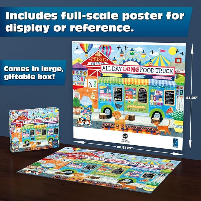 Buffalo Games - All Day Long Food Truck - Stephanie Peterson Jones - 1000 Piece Puzzle for Adults, Sapphire Select - Quality 1000 Pieces Jigsaw Puzzle