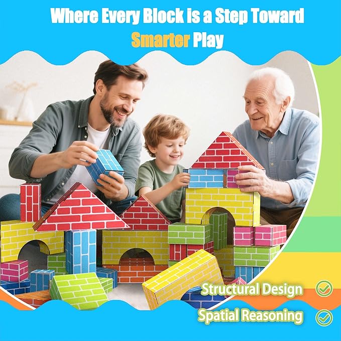 Cardboard Building Blocks for Kids 48pcs: Jumbo Gifts Heavy Duty Develop Creative Thinking Spatial Reasoning Easy to Assemble