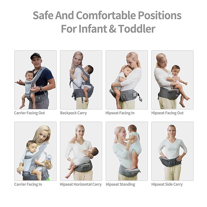 Texas Design Safety Certified Ergonomic DADA Hip Seat Baby Carrier Newborn to Toddler, Lumbar Support Waist Stool, Airflow Mesh for Nursing Hiking Travel Indoor