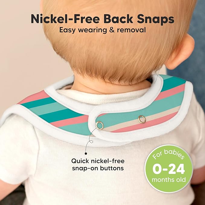 KeaBabies 8-Pack Organic Baby Bibs for Boys, Girls - Super Absorbent Cotton Drool Bibs for Baby Girl & Boy, Teething Toddler, Drooling Newborn, Ultra Soft & Machine Washable (Mesozoic)