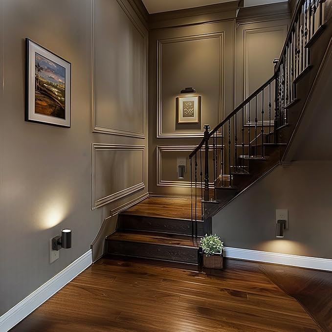 Briignite Night Lights Plug into Wall, Rotating Night Light Plug in, 2Pack, Dusk to Dawn Dimmable Nightlight Soft White, 1W Led Night Light for Bedroom, Kids Room, Bathroom