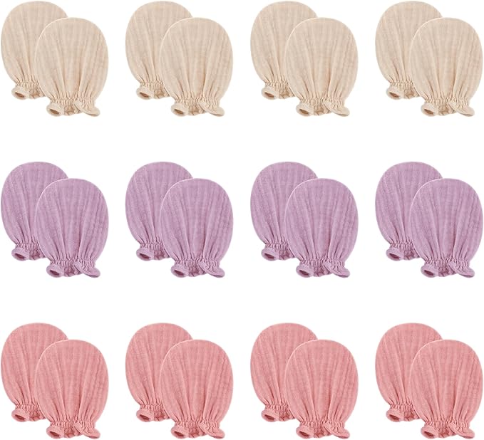 Pro Goleem Muslin Baby Mittens for Newborn, 100% Cotton No Scratch Soft Breathable Gloves for Boys and Girls 0-6 months