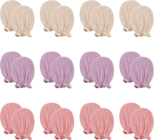 Pro Goleem Muslin Baby Mittens for Newborn, 100% Cotton No Scratch Soft Breathable Gloves for Boys and Girls 0-6 months