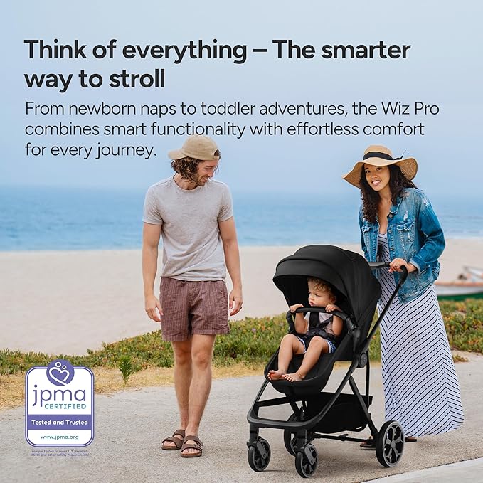 Mompush Wiz Pro 4-in-1 Baby Stroller with Bassinet Mode, Full-Size All-Terrain Premium Stroller from Newborn to Toddler, Snack Tray Included for Easy Feeding & Outing, Lay-Flat in Seconds