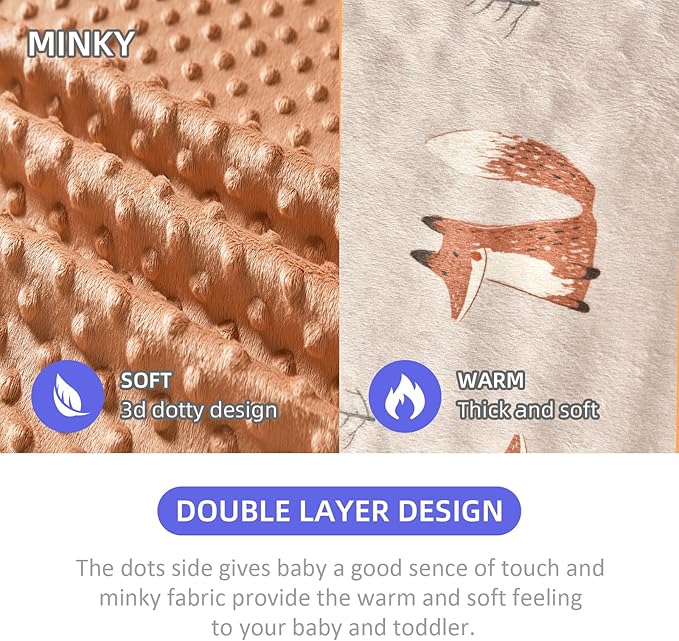 iEvolve Baby Nursery Bed Blankets Ultra Soft Double Layer Mini Blanket Minky Blanket Receiving Blankets Shower Gifts(30"*40",Fox)