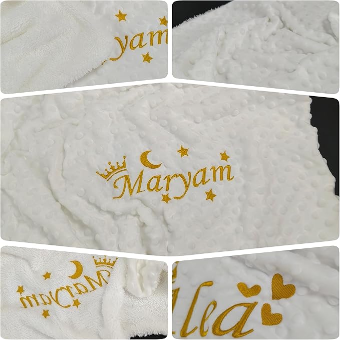 Personalized Baby Blanket Neutral, Custom Baby Blanket with Name, Unisex Baby Gifts for Newborn Boys and Girls, Soft Minky Nursery Bed Baby Toddlers' Bedding Crib Cot Stroller, 27 * 35 Inch