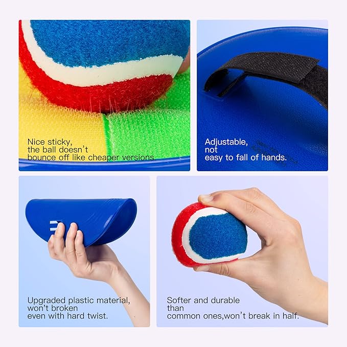 EVERICH Upgraded Toss and Catch Ball Game Set, Outdoor Games for Family Outdoor Toys Yard Games, Beach Pool Toys Camping Game for Adults Family with 4 Paddles 4 Balls, Great Gifts Idea