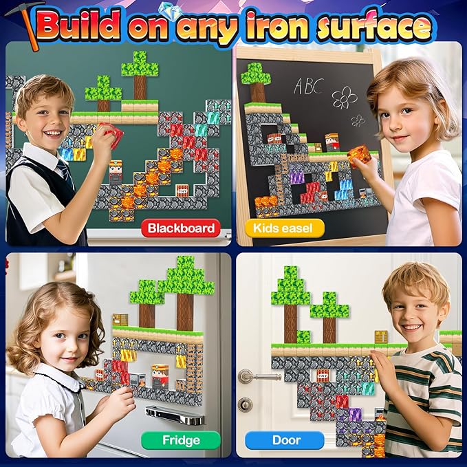 100PCS Magnetic Blocks Building Toys, Gem Cave Adventure Building Craft, Learning Sensory Toys for Boys Girls Age 3-12, Game Gift for Kids Little Gamers (0.8 inch)