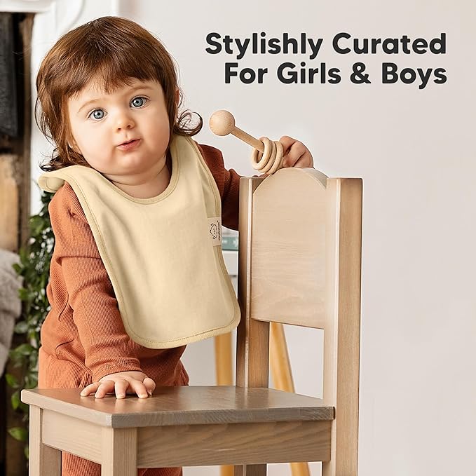 8-Pack Baby Bibs for Boys, Girls - Pullover Bibs for Drooling Teething Baby Girl & Boy Toddler, Newborn, Soft & Absorbent, Cute Colors, Large Torso Coverage Keep Infant Clean & Dry (Mauve)