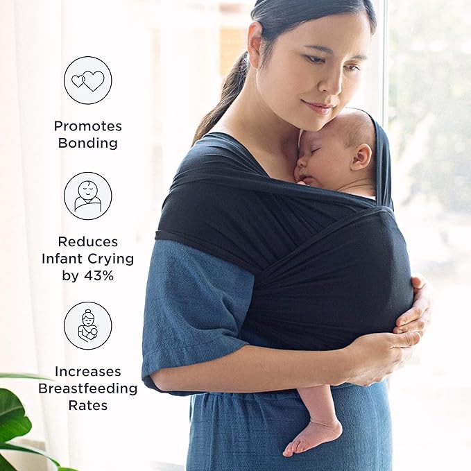 Ergobaby Sustainable Knit Aura Baby Carrier Wrap for Newborn to Toddler (8-25 lbs) - Comfortable, Ergonomic, & Ultra-Soft Newborn Wrap Carrier - One Size Fits Most - Rayon, Cream