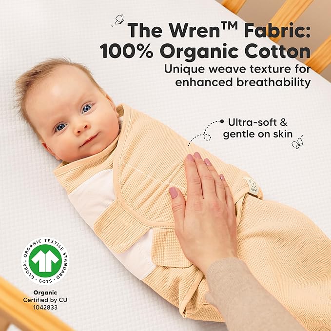 3-Pack Organic Swaddles for Newborns, Baby Sleep Sacks 0-3 Months - Baby Swaddle Wrap, Newborn Wearable Blanket, Infant Sleep Sack for Girls, Boys, Soft & Snug, Large Hook & Loop Closure (Salmon)