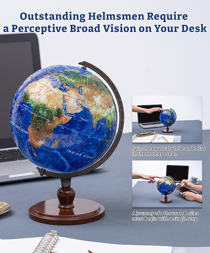 Pintoo 3-D Puzzle Globe Legendary Small 6" Earth Globe Decor with 240 Curved & Translucent Puzzle Pieces - Globes of The World for Unisex Adults, Explorers, Business, Home Decoration [A3752]