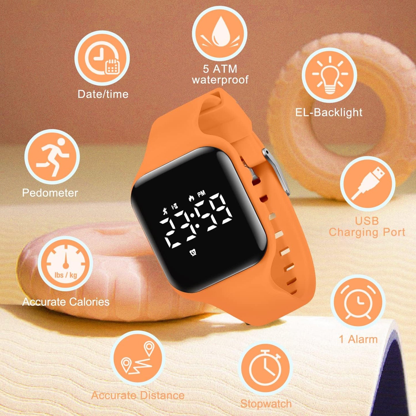 Kids Watches for Girls Boys Digital Sport Watch with Step Counter Pedometer Vibration Alarm Clock, No App Waterproof Fitness Tracker Kids Watch Boys Girls Teens Students Ages 5-16
