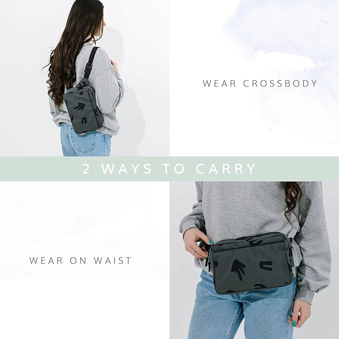 Red Rovr Everyday Joey Belt Bag | Organization & Zipper pockets |Adjustable Strap for All Ages (Charcoal Doodle)