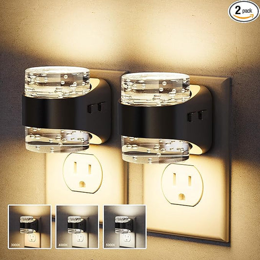 JandCase LED Night Light, Bubble Night Lights Plug into Wall, [2 Pack]Night Light 3000K/4000K/5000K & 3 Brightness Levels, Dimmable Nightlight with Dusk to Dawn Sensor for Bathroom Hallway Bedroom