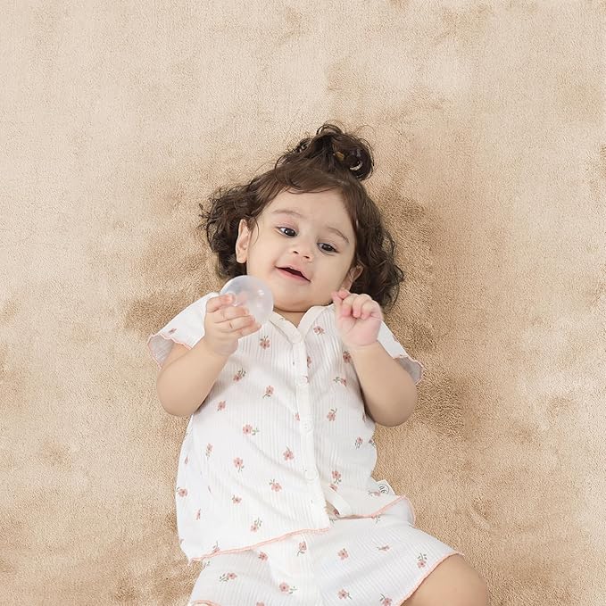 1.3" Thick Baby Bedside Floor Mat for Bedroom, Basic Padded Foam Soft Plush 2x6 Runner Rug with Non Slip Cushioned for Nursery Playroom (Beige)