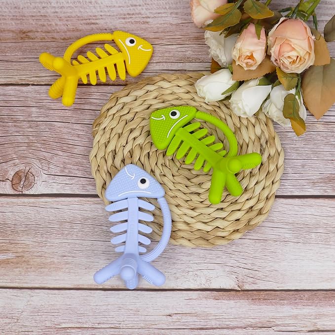 3in1 Infant Toys, Baby Teething Toys 0-3-6-12 Months, Teethers for Babies 3-6 6-12 Months for Teething Relief,Easter Gifts,Silicone,Sensory Baby Toys 0-6 Months,USA Patent Pending,Fish,Green
