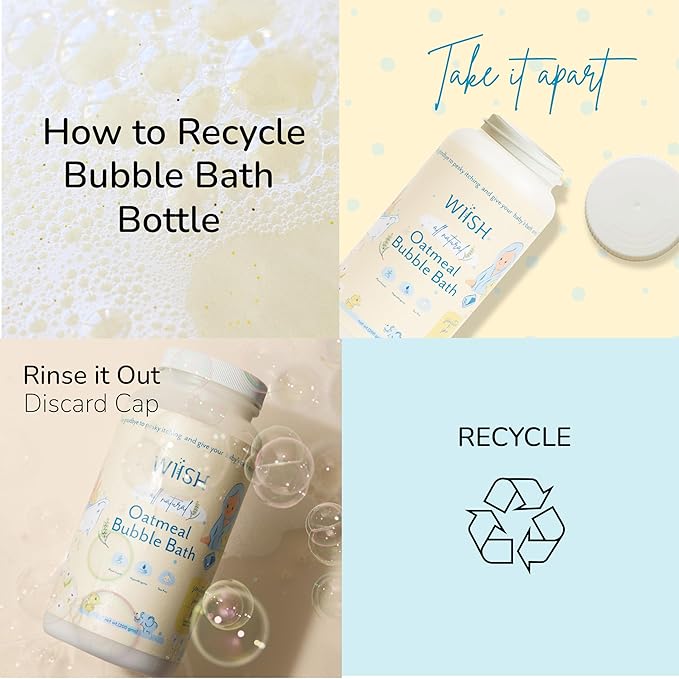 WIISH Baby Oatmeal Bubble Bath - Baby Bubble Bath for Sensitive Skin with 30% Colloidal Oatmeal | Aloe vera powder + Lavender powder Healing Ingredient, soothing Itchiness, Rashes, Dryness 16 oz(260g)