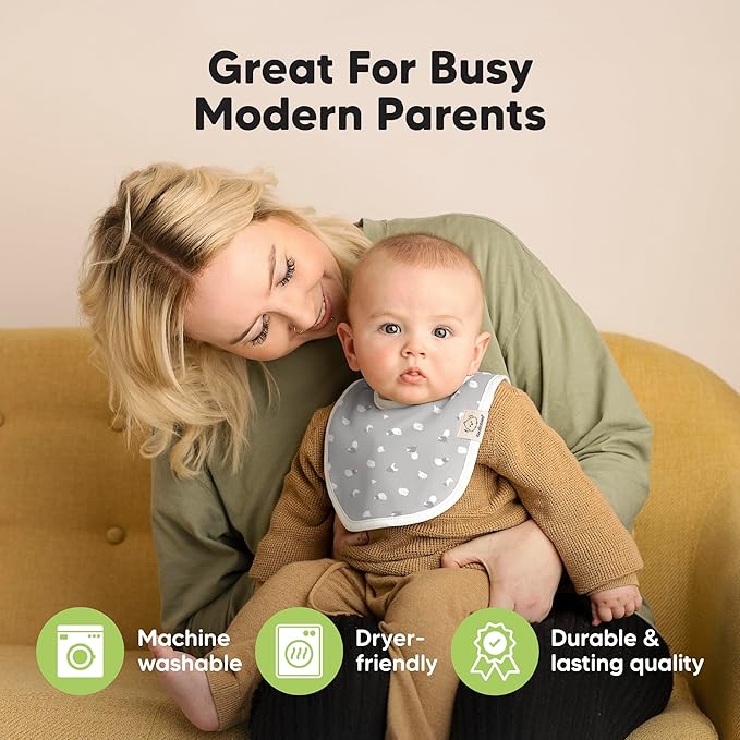 8-Pack Organic Baby Bibs for Boys, Girls - Soft Cotton Drooling and Teething Bibs for Baby Girl & Boy, Extra Absorbent, Easy to Clean & Put On for Toddler, Newborn, Infant 0-24 Months (Dreamers)