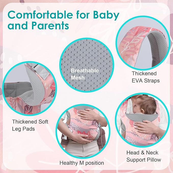 Baby Carrier, Ergonomic Adjustable Toddler Carriers for 7-33 Lbs, Cozy Lightweight Infant Carrier with Neck Support, Baby Chest Carriers with Lumbar Support for Parents (3-36 Months)