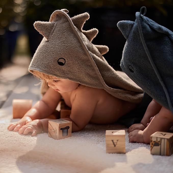 Baby Hooded Towel – Organic Cotton Baby Bath Towels – Baby Towels, Baby Bath Towels for Baby Boy, Baby Girl, Large 32" x 32" Super-Soft and Absorbent Baby Towels for Newborn (Dino - Tradewinds)